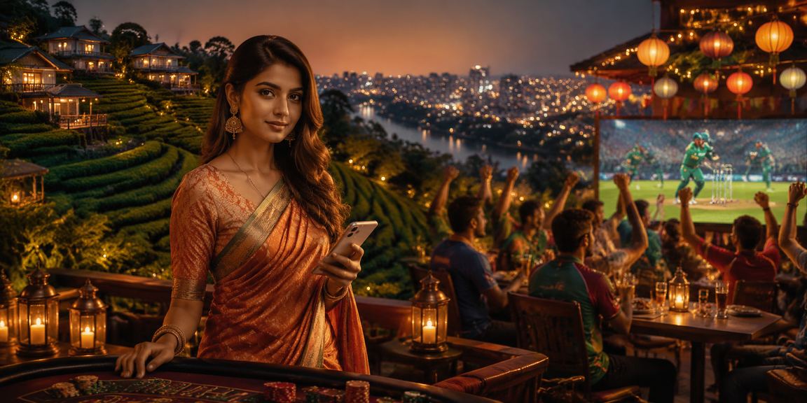 সিলেটের চা বাগানের পটভূমিতে ক্রিকেট বেটিং উপভোগ করছেন ব্যবহারকারী